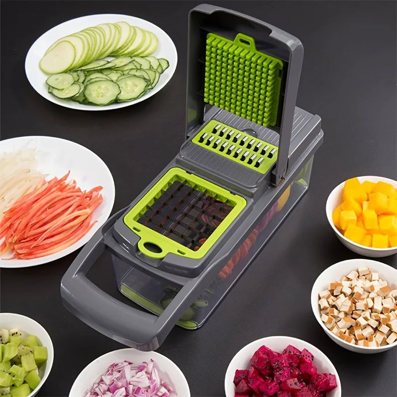 14pcs/Set Vegetable Chopper,Multifunctional Fruit Slicer,Manual Food Grater,Cutter With Container,Mincer Chopper,Kitchen Stuff